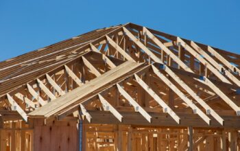 a house under construction with wooden framing