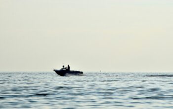 person driving speedboat on sea